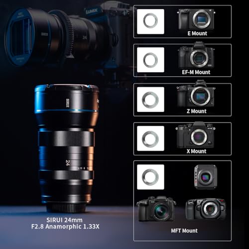 Image of SIRUI 24mm Anamorphic Lens F2.8 1.33X APS-C Camera Lens for X Mount, Blue Flare