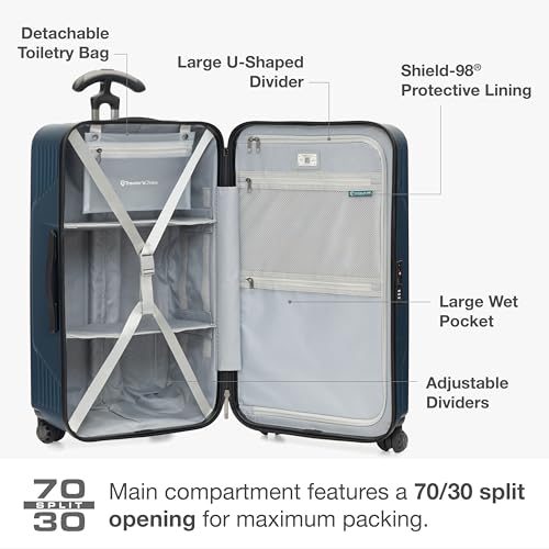 Image of Traveler's Choice Ultimax II Polycarbonate Hardside Luggage with Spinner Wheels, Matte Navy, 31-Inch Large Trunk, Ultimax II Polycarbonate Hardside Luggage With Spinner Wheels
