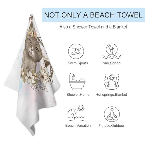 Serviette de plage chat ultra-absorbante et compacte - 4