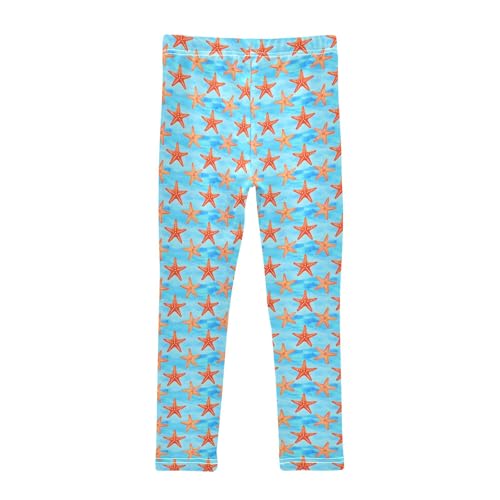 Starfish Blue Pattern Girls Leggings Soft Comfortable Athletic Leggings Dancing Pants for 4-10 Years2