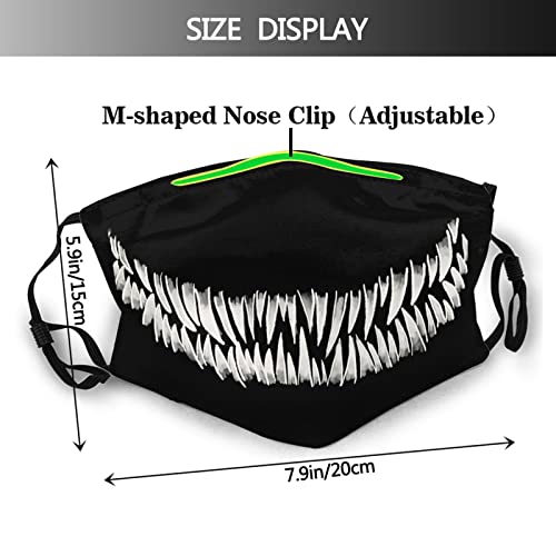 Scary Monster Mouth Teeth Face Mask With 2 Filters Washable Reusable Adjustable Balaclavas For Men Women & Teens #TOP1