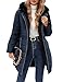 Yuson Girl Damen Winterjacke Winterparka Lang Steppmantel Fleece Gefüttert Mantel Herbst Winter Dicker Warm Parka mit Fell Wasserdicht Outdoor Jacke Elegant Parka mit Tasche(Marineblau, M)