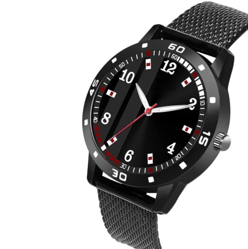 Image of Men's Premium Analog Watch with Roman Number Markers and Stainless Steel Chain Strap