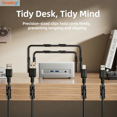 Clips de Cable Autoadhesivos 60 Piezas, Sujetacables Negros de 7.5mm con Adhesivo Fuerte, Organizador de Cables para Debajo de Escritorio, Pared, TV, PC y Ethernet miniatura 7