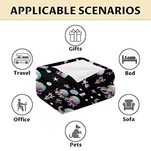 Mercuryelf Octopus Throw Blanket - Soft, Fuzzy & Warm - 50x60 Inches Flannel Blankets for Living Room, Sofa - Black Cute Throws Gift for Teens