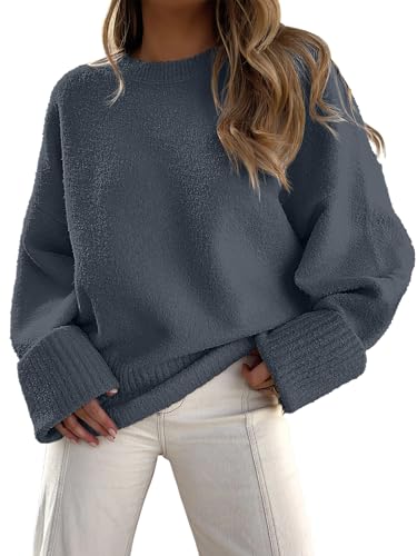 ANRABESS Women's Oversized Sweaters 2025 Long Sleeve Fuzzy Knit Casual