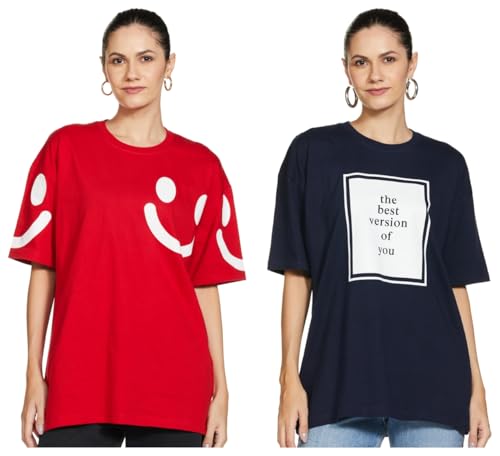 Image of T2F Women's Cotton Regular T-Shirt Pack of 2