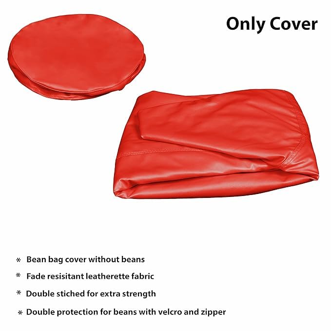 Image of Cover 4XL Without Beans with Footrest and Cushion Lounge Chair Luxury Bean Bag Cover with Footrest Without Beans 4XL (Without Fillers) (Red.)