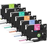 MarkField 6X Compatible Label Tape Replacement for Brother P-Touch TZe TZ 0.47in 12mm x 8m Laminated White Colorful for Ptouch Label Maker Refills PT-900 1000 H100LB H105 H107 H200 Cube D200 - Image 1