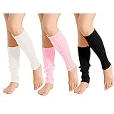 ZARSIO 3 Pairs Women Knit Leg Warmers Retro 80s Retro Ribbed Knitted Knee Ballet Thigh High Leg Warm
