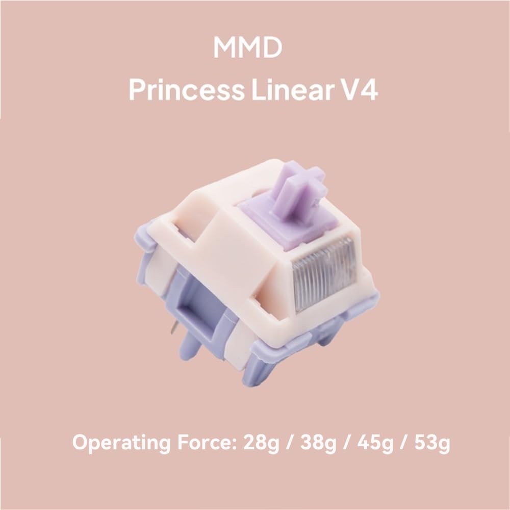 MMD Princess V4 przełącznik, 5-pinowy, wstępnie nasmarowany, liniowy/dotykowy przełącznik RGB do niestandardowej klawiatury mechanicznej, liniowy 45 g, 110 szt