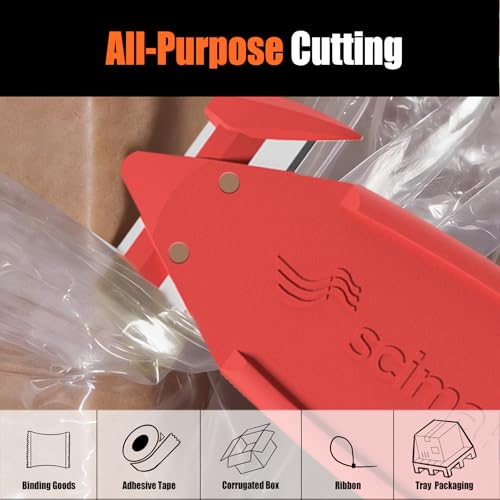 Image of Safety Box Cutter, 6 Pack Ergonomic Lobster Package Opener with Recessed SK-2 Blade Finger Safe Tape Splitter,Letter Slitter for Warehouse,Office.Assorted Colors