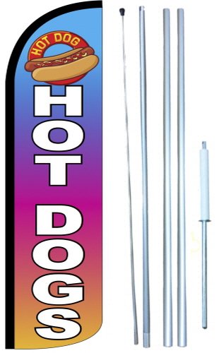 Hot Dogs (Multi Color) Swooper Windless Flag Kit (full sleeve) 3ft X 11.5ft Flag by EZ Flags