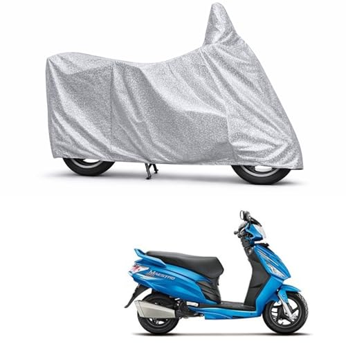 Image of 100% Waterproof Two Wheeler Body Cover Multi Layered Fabric Designed for Hero Maestro Edge 125 | Belt Buckle Lock | Silver Mag