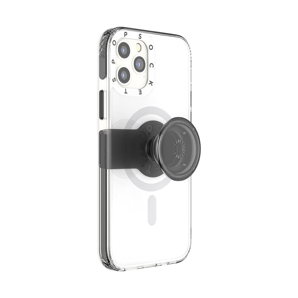 PopSockets: PopCase MagSafe Phone Case for iPhone 12 / 12 Pro with a Repositionable PopGrip Slide Phone Stand and Grip with a Swappable Top - White