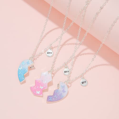 Best Friend Necklaces for 3 Matching Heart Pendant Magnetic Bff Friendship Necklace3