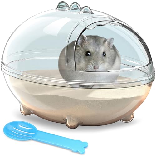 LazySusan Hamster Bad,Hamster Badewanne Box,staubdichte Badewanne,Sand Badebehälter,transparentes Bett,Kleintierspielzeug,Käfig Badewanne WC Zubehör (S 13.6 * 9.6 * 9 cm)