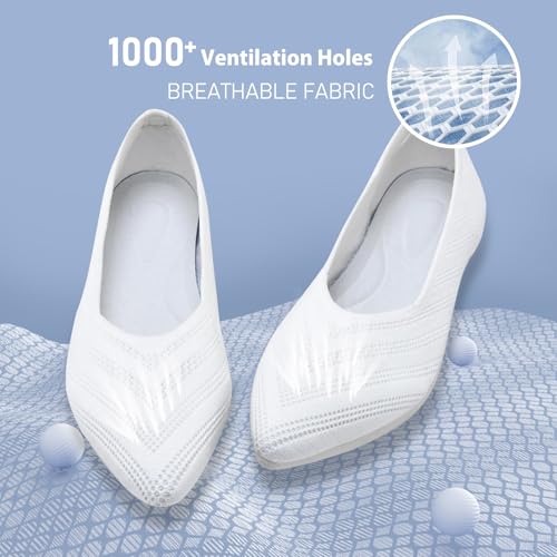 buyrew women39s ballet flats pointed toe knit slip on arch support comfortable dress shoes for women low wedge casual work flats