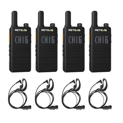 Retevis B3H Walkie Talkies with Earpiece, New Version of RT22(3.0), Lightweight, Channel Display, Emergency Alarm,USB-C,1620mAh Battery, Rechargeable Two Way Radios for Retail Resturant (4 Pack)