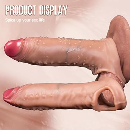 Consolador hombre, juguete sexual, extensor de pene - Funda pene, pene realista - 'Calorías' Diseño Realista, Textura de Piel y Detalles, Flexible y Suave, Anillo para Retraso de Eyaculación