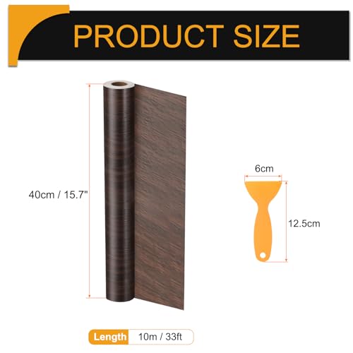 Image of HARFINGTON Wood Grain Repair Tape 15.7 Inch x 33ft Self Adhesive Repair Patch Tape Simulated Wooden Floor Tapes with Plastic Scraper for Tables Doors Windows Furniture, Black Walnut