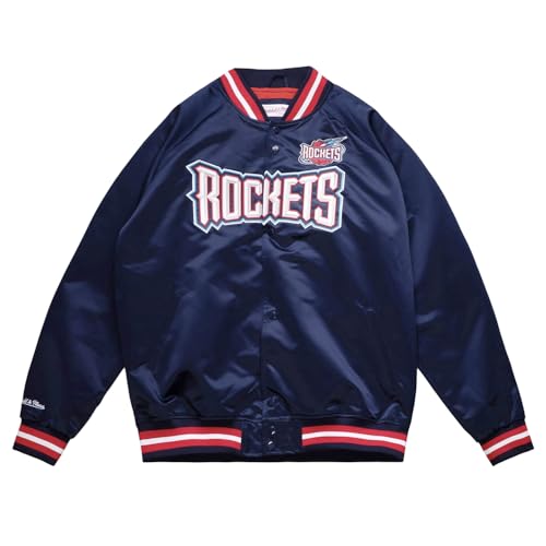 Mitchell & Ness Mens Lightweight Satin Jacket Coats Jackets Outerwear - Blue