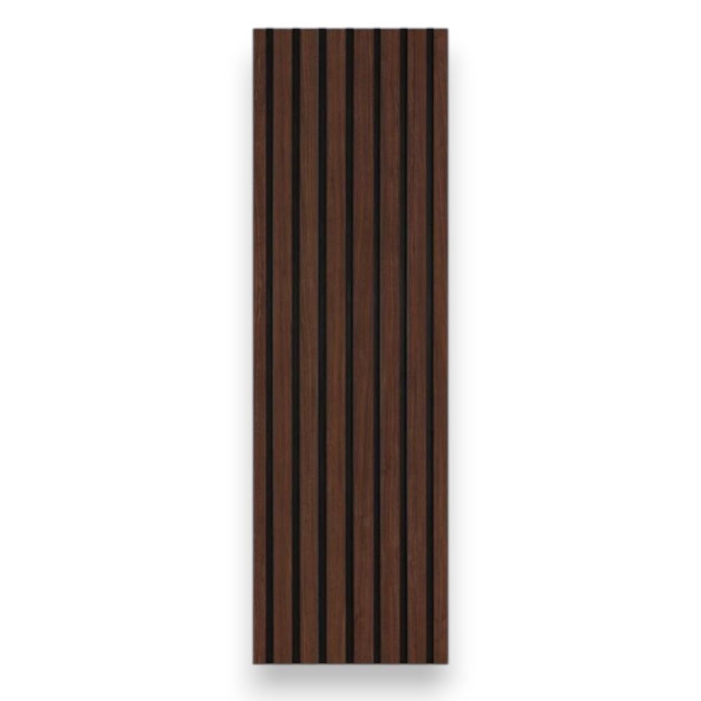 Set 4 pannelli fonoassorbenti decorativi in mdf per uso interno, Effetto Legno, Pannelli Murali, Design Moderno 60xH275 cm (Noce scuro)