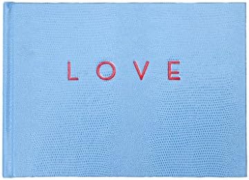 "LOVE" - Visitor/Wedding Guest Book by Sloane Stationery, Light Blue with Red Lettering and Gilded Edges