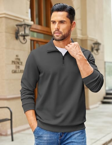 COOFANDY Quilted Texture Pullover