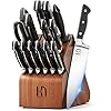 Knife Set, 15 Pcs Kitchen Knife Block Set, Enduring Razor-Sharp Japanese High Carbon Stainless Steel Chef Knife Set with Block and Sharpener, Premium Knives Set for Kitchen, Black Acacia