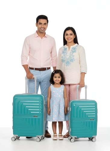 Image of Pro 8 Wheels Set of 2 (Cabin + Medium) Trolley Bags, Hard Case Polypropylene, 360º Wheeling Luggage for Men & Women, Suitcase for Travel, Trolley Bags for Travel (Teal)