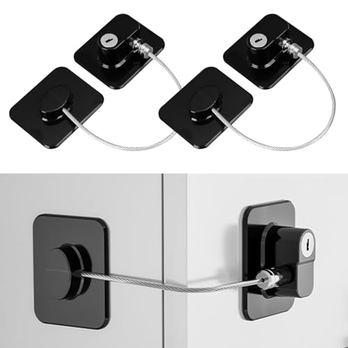 Image of Refrigerator Fridge Freezer Door Lock with Password, Child Proof Door Lock for Kitchen Refrigerator, Cabinets and Drawers, Closets, Windows (Pack of 2 Key Lock)