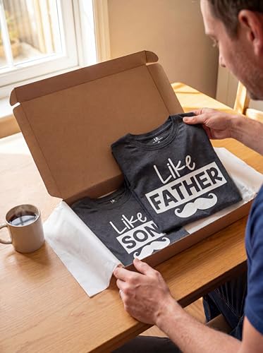 Image of Unique Baby Like Father Like Son Mustache Daddy and Me Matching Father's Day Shirts Set Navy
