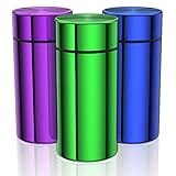 TecQach Portable Aluminum Storage Jar 3-Pack,Airtight Smell Proof Container, Metal Waterproof Small Bottle Multipurpose Container for Coffee & Teas, (Purple+Green+Blue)