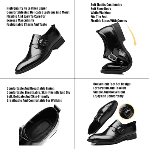 Men's Leather Monk Strap Oxford Dress Shoes Classic Cap Toe Derby Shoes Fashion Business Formal Shoes Breathable Wedding Shoes2