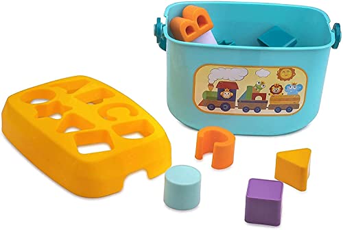 Image of DEUSON ECOM Plastic First Block Shapes Colors and Sorter, 16 Blocks, ABCD Blocks and Shapes, Educational Learning Activity Toy for 1 2 3 Year Boys and Girls (Multicolour) (16 pieces)