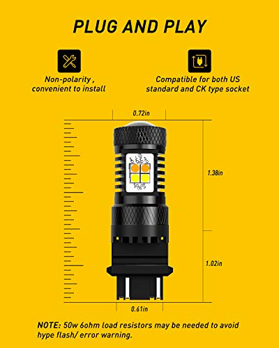 Image of AUXITO 3157 Switchback LED Turn Signal Bulbs, 3157 LED Bulb White and Amber Dual Color 3057 3457 4157 LED Bulbs with 3030 Chipsets for Turn Signal Lights Parking Lights Tail Lights, (Pack of 2)
