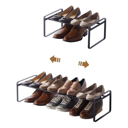 YAMAZAKI Home Frame Adjustable Shoe Rack – Spacesaving Storage Solution, 7″ – Steel – Holds Up to 4 Pairs of Shoes Per Shelf