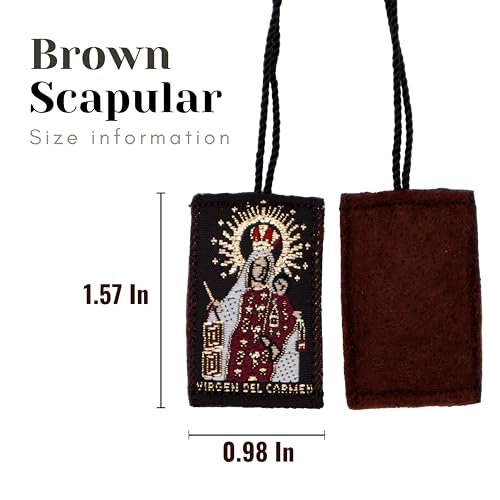 Escapulario de la Virgen del Carmen y Pulsera Hecha a Mano Escapulario Catolico Brown Scapular of Our Lady of Mount Carmel and Friendship Bracelet Adjustable String Cord2