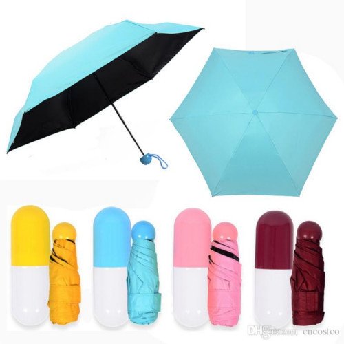 Image of Ultra Lights and Small Mini Umbrella with Cute Capsule Case, 5 Folding Compact Pocket Umbrella, Especially for Kids