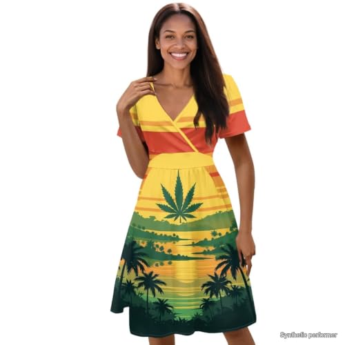 Image of Women's Summer Dresses Short Sleeve Formal Dresses with Pockets | Lightweight polyester fabric delivers cool airflow during hot summer outdoor activities