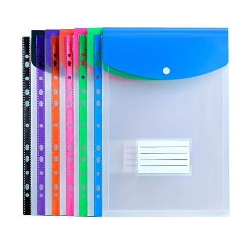 Binder Pocket, 6 Pack Super Heavyweights Plastic Folders with Tight Closure, Folders with Pockets Side Loading, Binder-Organizer, Binder Dividers with Pockets, Letter Size, Assorted Colors A
