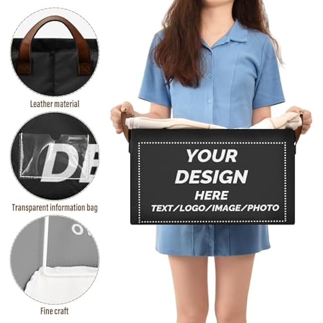 Custom Storage Bins Your Own Design Custom Foldable Containers Metal Frames Fabric Storage Baskets 2 Handles Print On Demand(1pack,black)