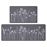 Rempry Dandelion Kitchen Mat and Rugs Set of 2, Anti Fatigue Kitchen Mats for Floor, Non Slip Cushio