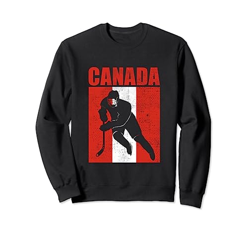 Hockey Canadá Retro Vintage Bandera Canadiense Arte Sudadera