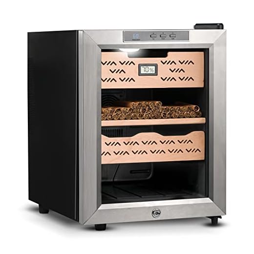 Epress Electronic 33L Cooler Humidors, Built-in Humidification System with Digital Hygrometer, Temperature Controls With Cooling and Heating, and Spanish Cedar Wood Movable Drawers (250 Capacity)