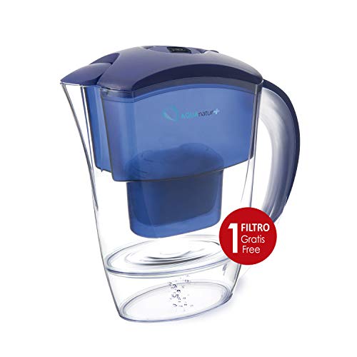TM Electron TMJAR025BL Carafe filtrante à Eau Compatible avec Cartouches Design spécial pour réfrigérateur avec 2,5 l de capacité et indicateur de Date pour Le Changement de Filtre Bleu 2,5 l