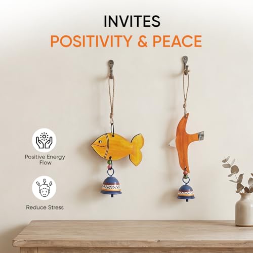 Image of Aakriti Art Creations Ocean & Sky Harmony Wind Chime Set | Handmade Modern Art Wooden & Metal Wind Chimes | Decorative Indoor & Outdoor Hanging for Balcony, Garden, Living Room & Gifting