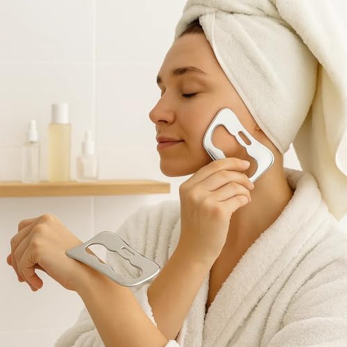 Image of Gua Sha Massage Tool,Stainless Steel Scraping massage IASTM Tools GREAT Soft Tissue Mobilization,Soft Tissue Upgrade Physical Therapy Stuff for Back, Legs, Arms, Neck, Shoulder