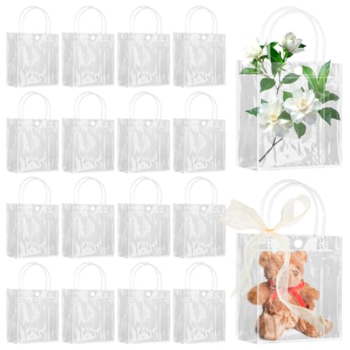 Takytao 50 bolsas de regalo transparentes con asas, pequeñas bols...